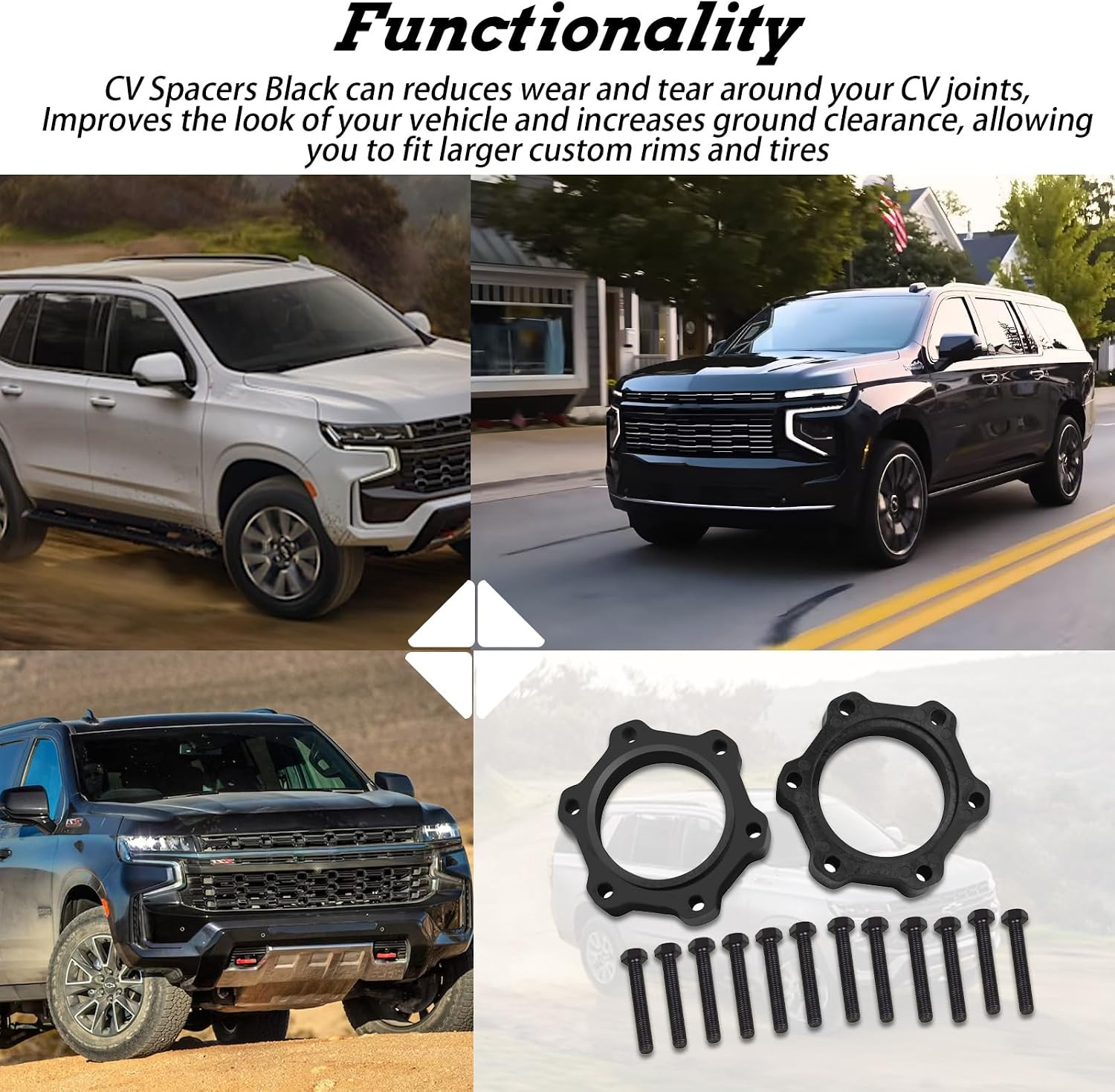CV Spacers with Hardware Compatible with 99-16 Chevrolet GMC 1500 Pickups,00-16