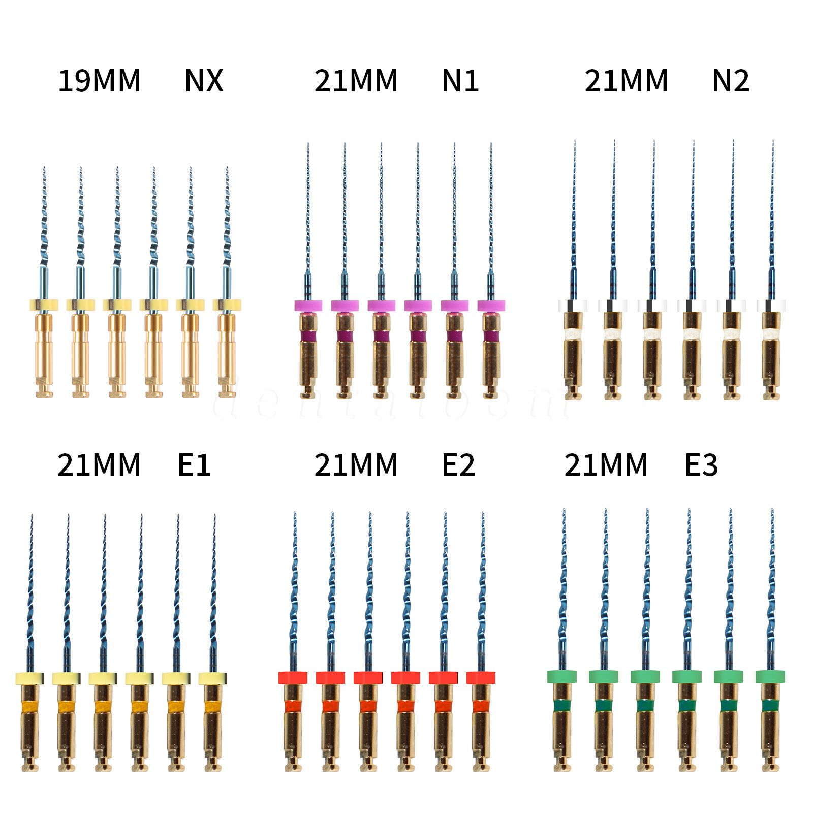 6Pcs Dental Endodontic NiTi Engine Use Heat Activated Rotary Files 19/21/25/31mm