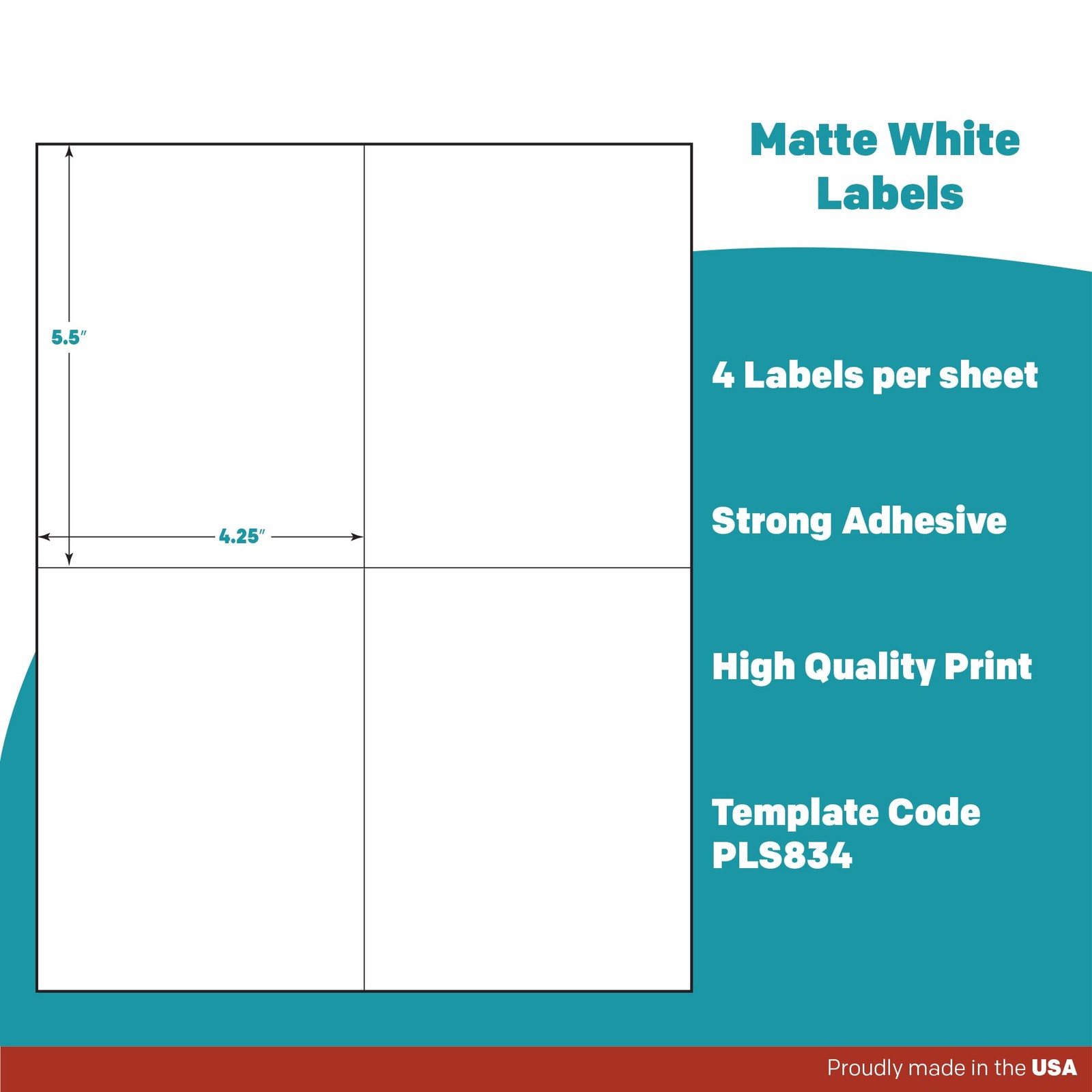 Premium Label Supply White Sticker Shipping Labels – 4.25″ 100 Labels,