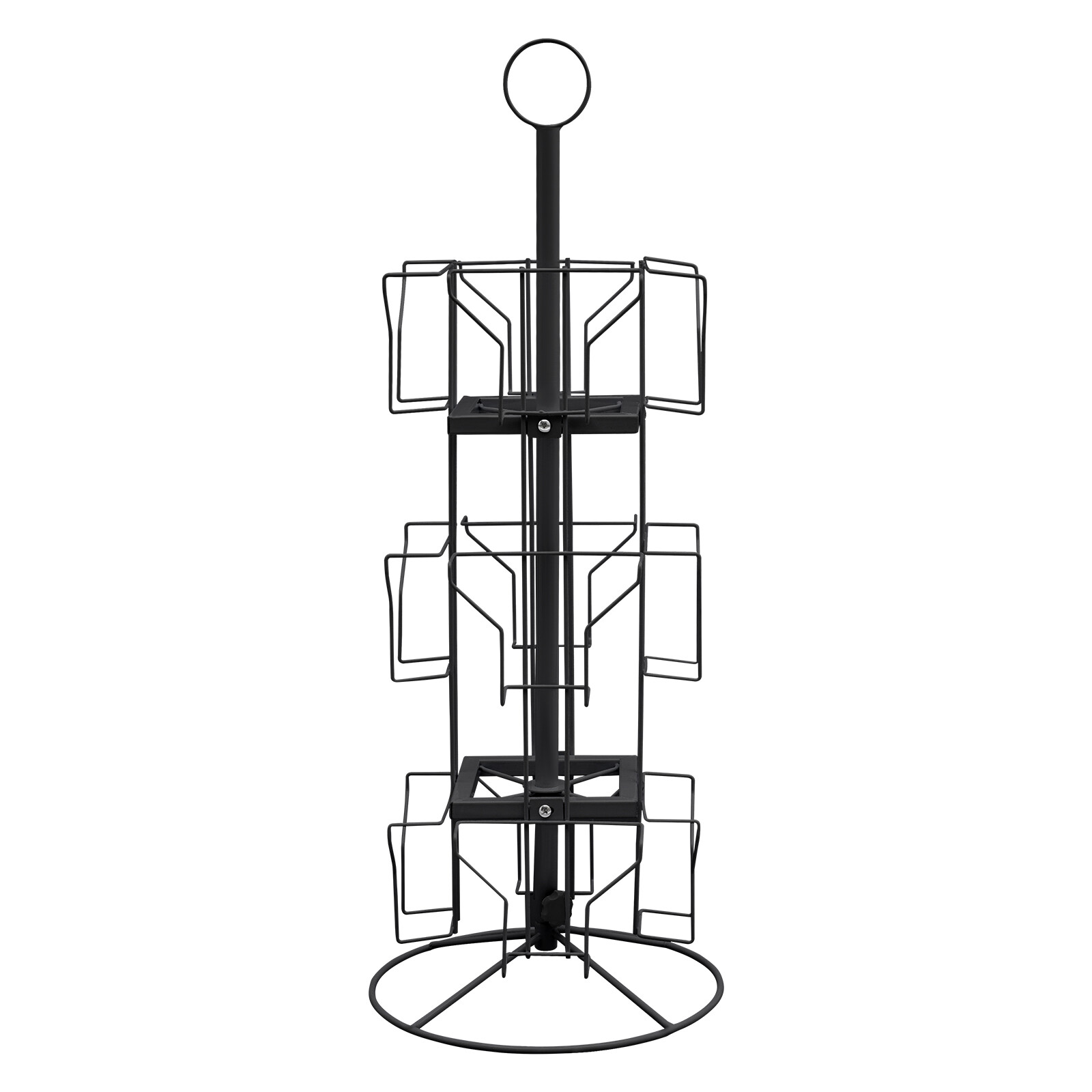 3 Tier Greeting Card Rack Spins 12 Pocket Black Retail Display Rotating Holder