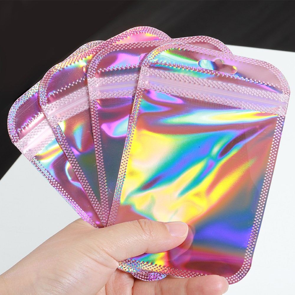 50pcs Laser Printed Bags Transparent Self-Sealing Bag Jewelry Beads Storage bags