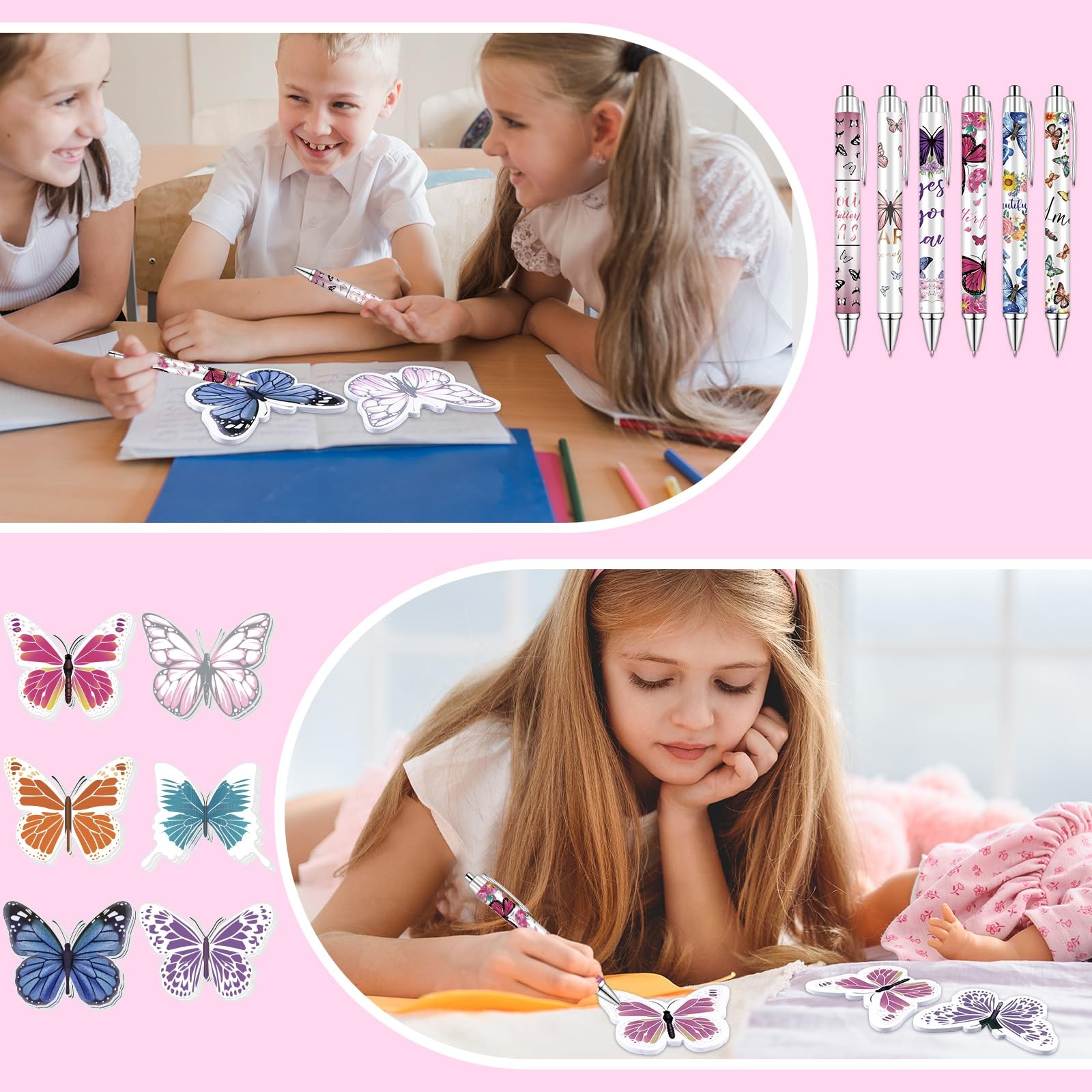 Ioffersuper 36 Sets Butterfly Sticky Approximately 2×3 inches, Multicolor