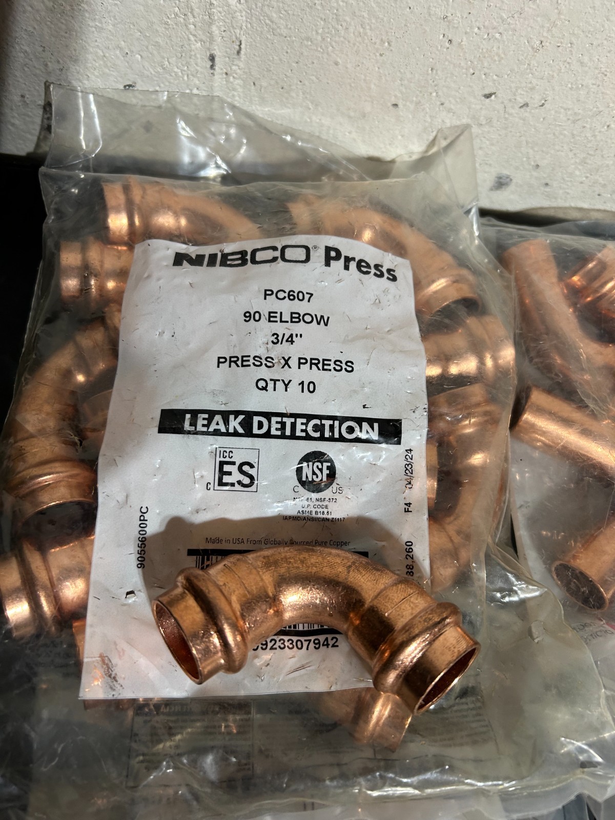 125 – NIBCO VIEGA PROPRESS COPPER PRO PRESS FITTINGS 3/4″ NIB. MADE IN USA
