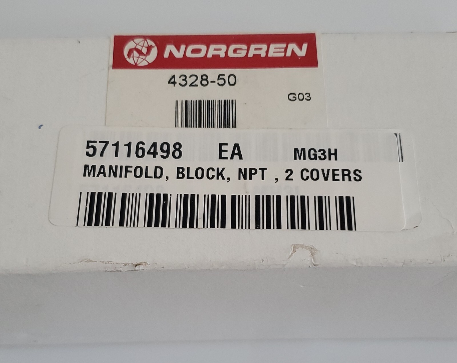 *NEW IN BOX* Norgren 4328-50 2 Covers Manifold Block + Warranty!
