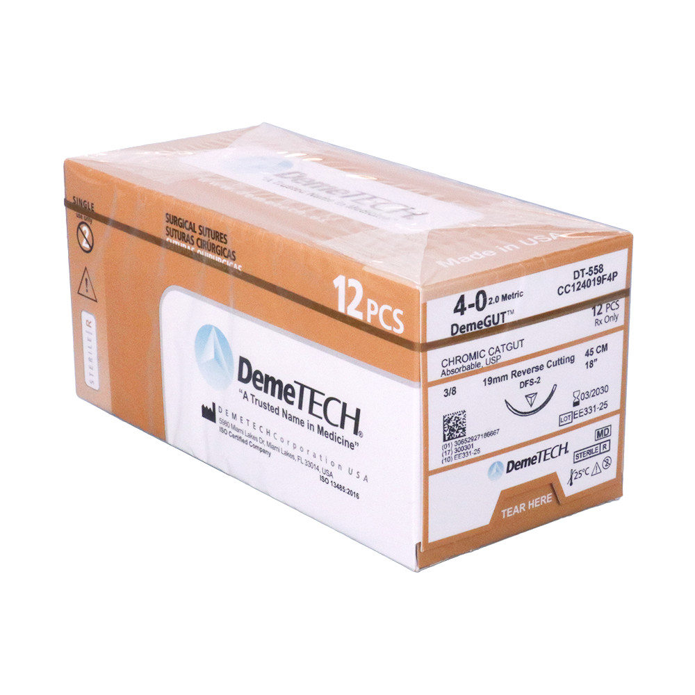 DemeTECH® Surgical Suture 3/0 4/0 45/75cm Materials Absorbable Braided Coated
