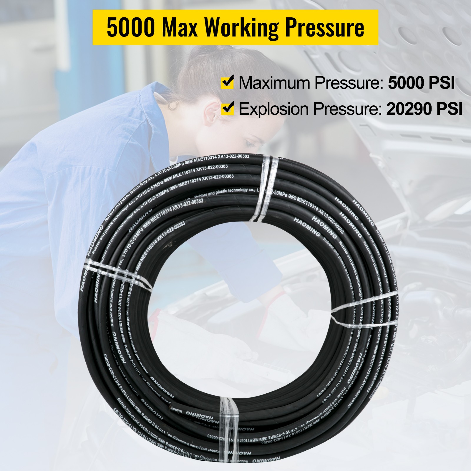 UimosoHydraulic Hose 3/8″ Hydraulic Oil Hoses 328 Feet Maximum Pressure 5000 PSI