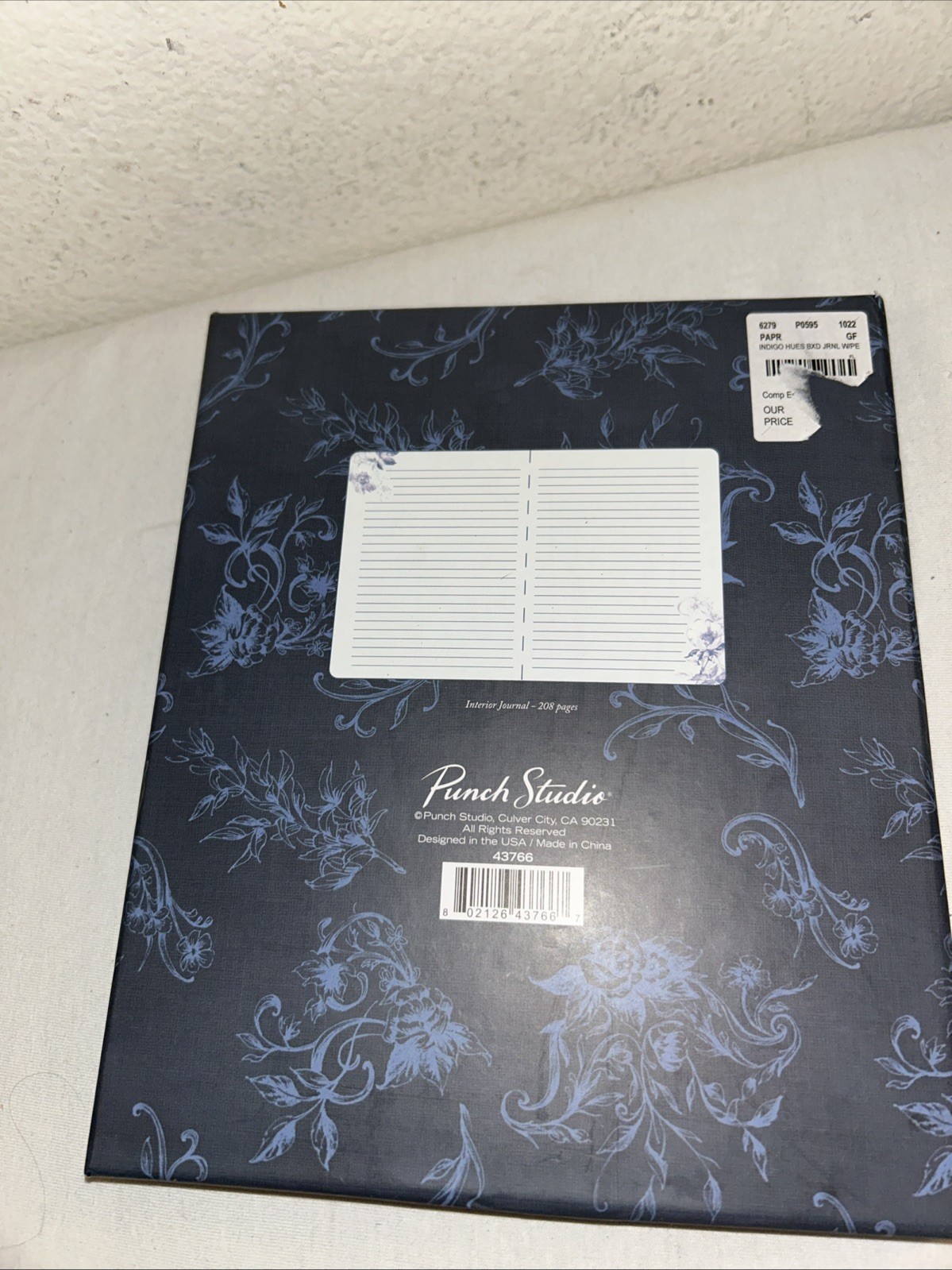 Punch Studio Navy Blue Floral Gold Embellished Hardcover Journal & Pen Set
