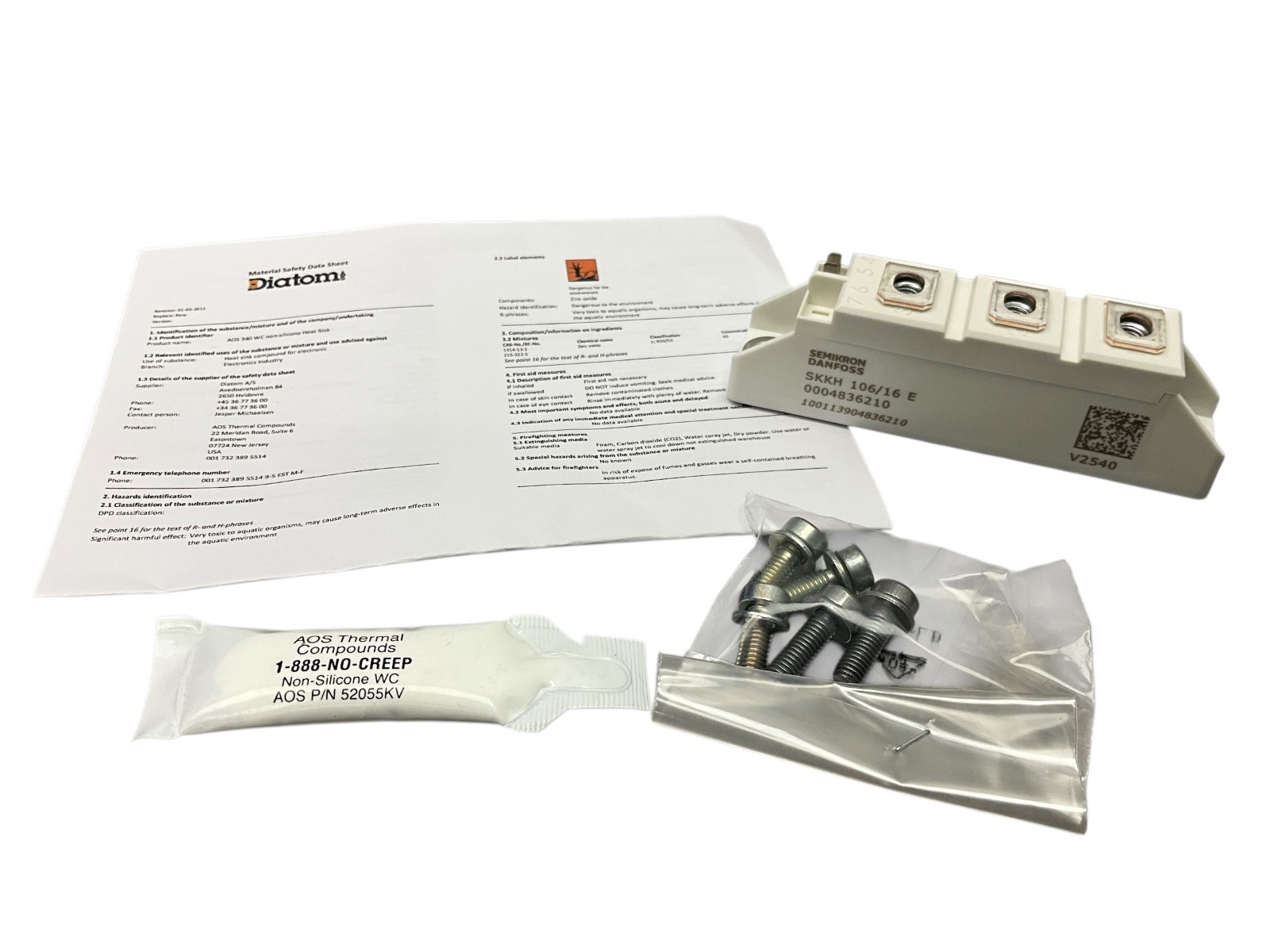 Semikron Danfoss 130B2549 SKKH 106/16 E SCR Diode Module 72A 1600V