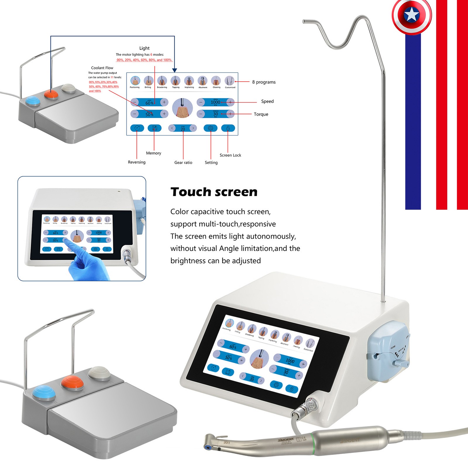 Implant System Dental Implant Motor Machine Surgery with 20:1 Handpiece Free