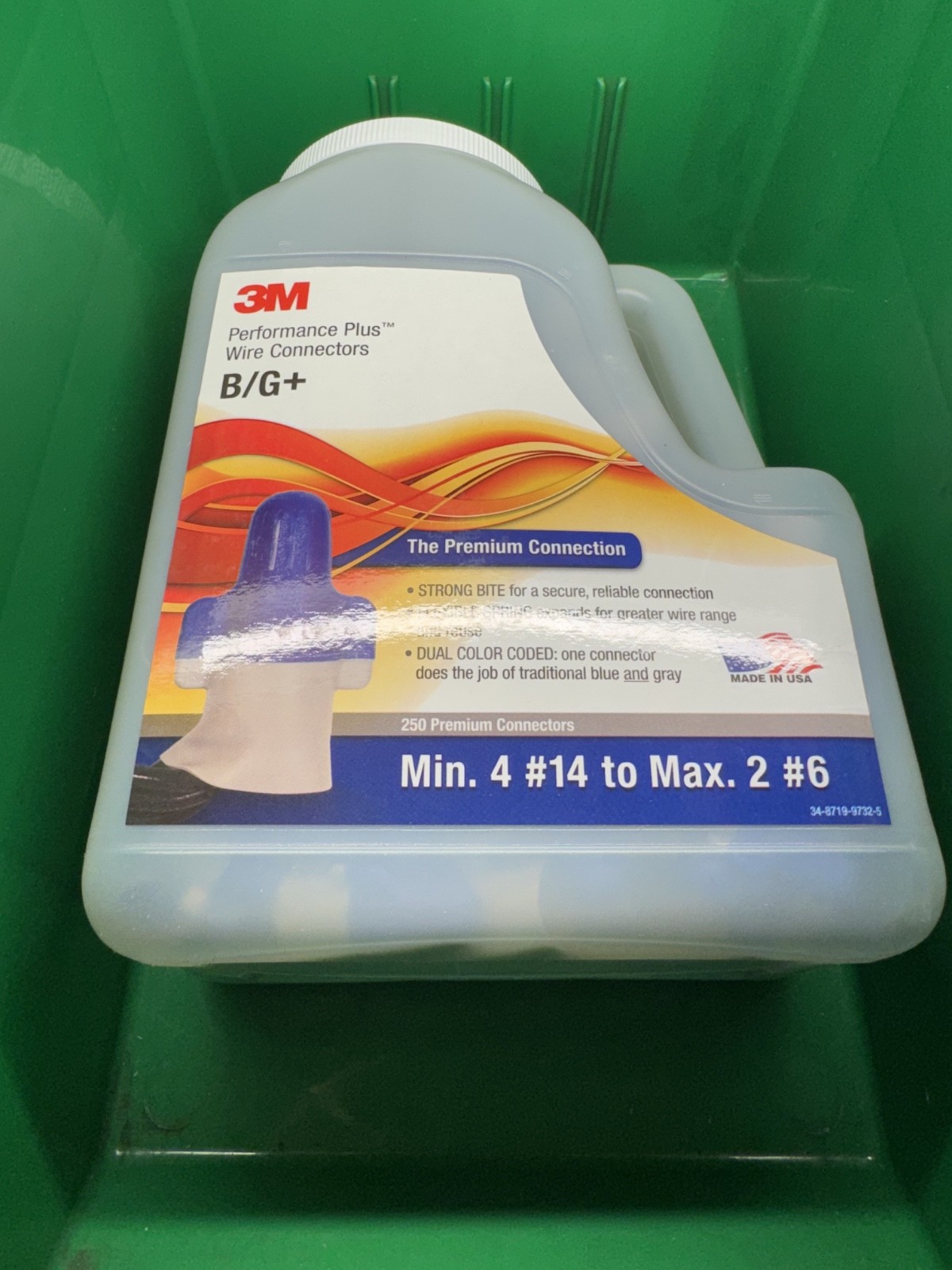 3M Performance Plus Wire Connector, B/G+ (Blue / Gray) qty 250 Jug