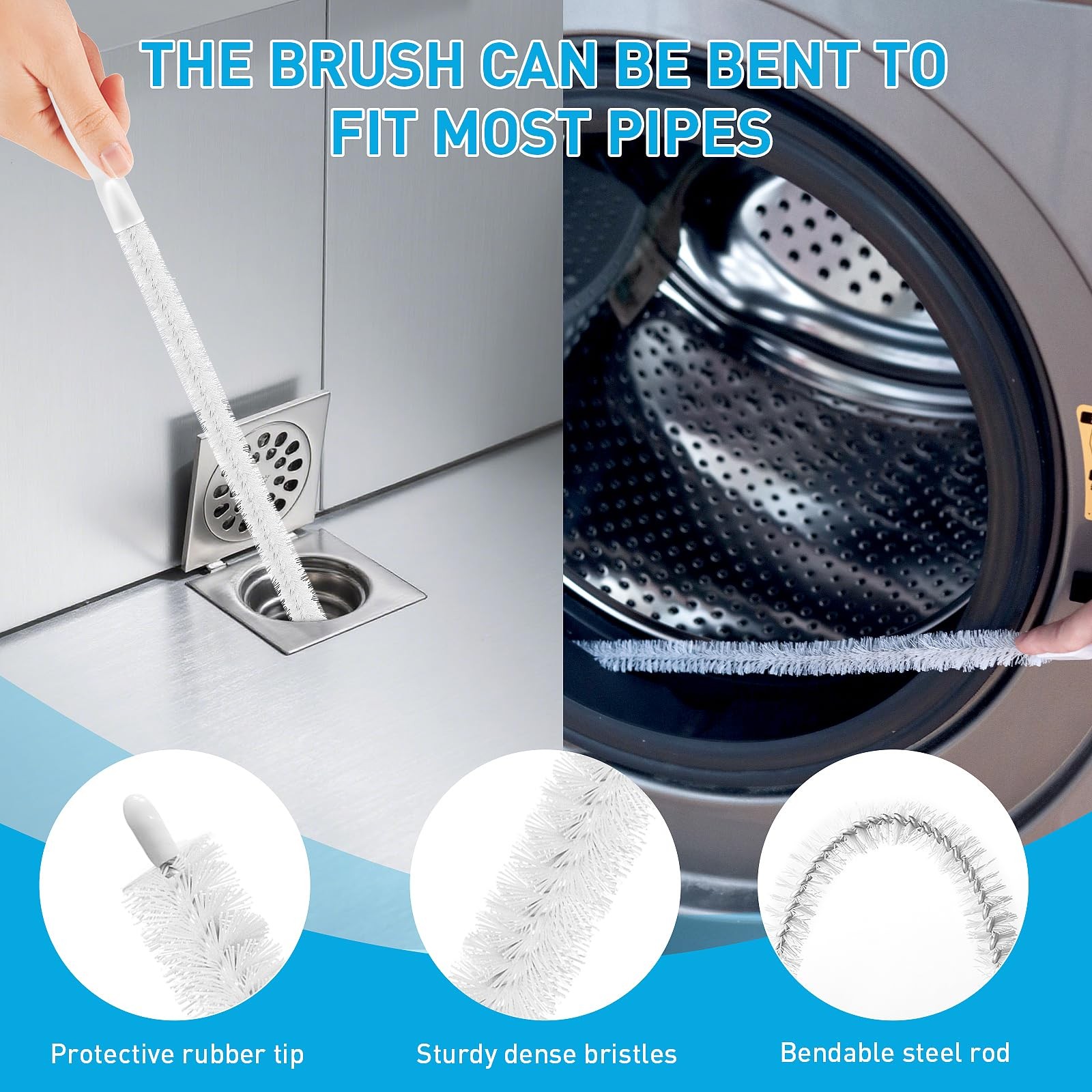 Drain Snake 12 Set with 25 Inch Hair Tool and 59 Inch Cleaner