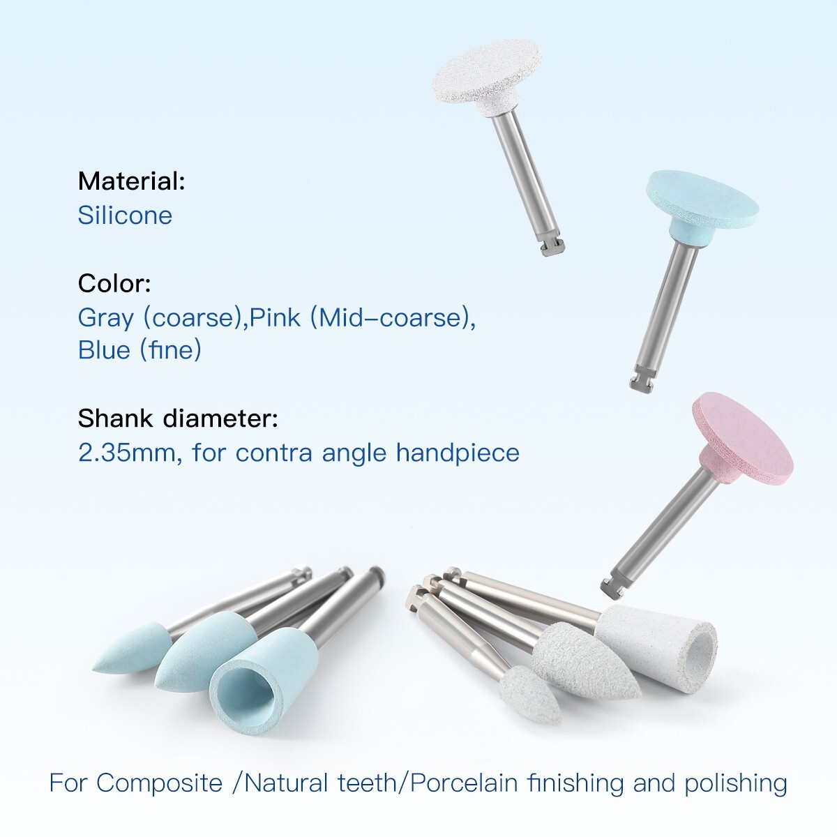 12pcs AZDENT Dental Composite Polishing Kit RA2.35mm for contra angle handpiece