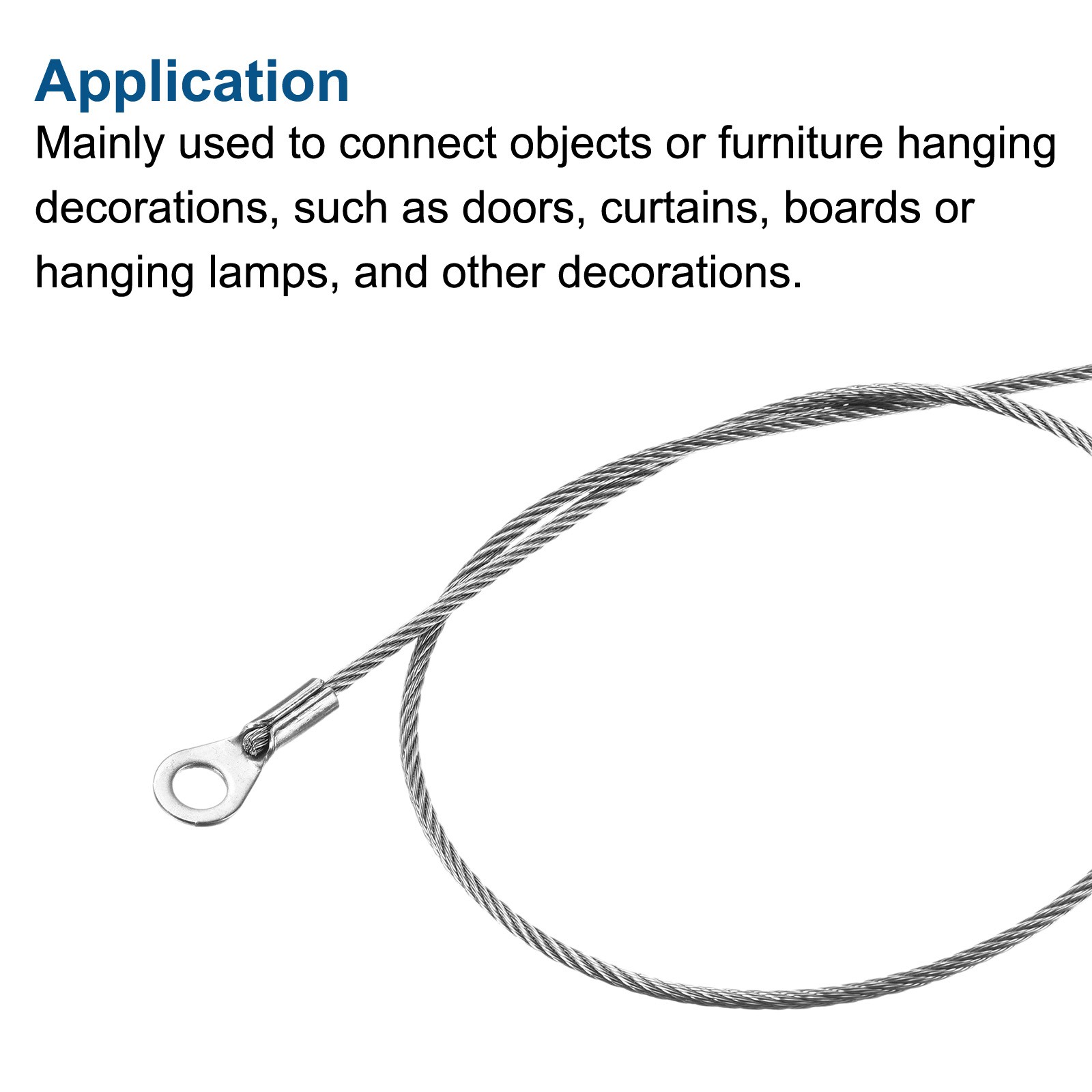 4 x Stainless Steel Lanyard Cable 2mmx100cm Eyelets Ended Security Wire Rope