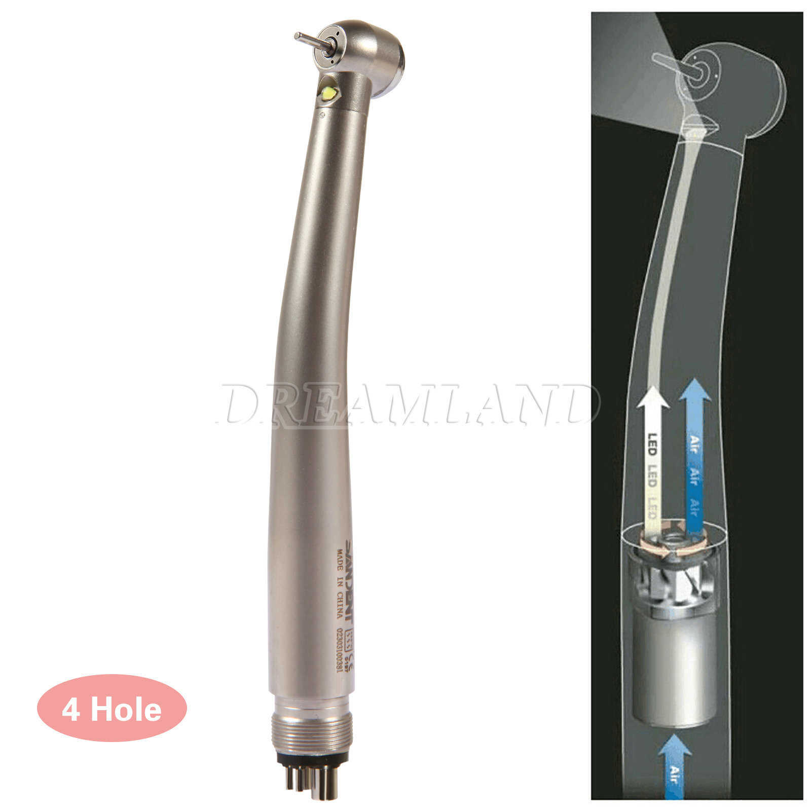 NSK Style Fiber Optic Dental E-generator LED 3-Spray High Speed handpiece 4 Hole