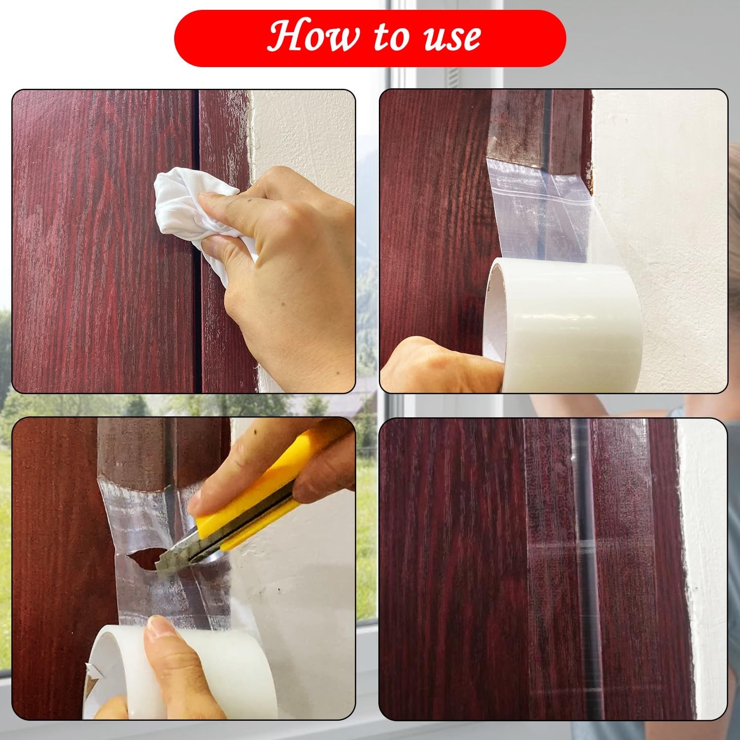 1.9IN X 117FT (39Y) Transparent Weather Stripping Tape, Weather Sealing Tape,…