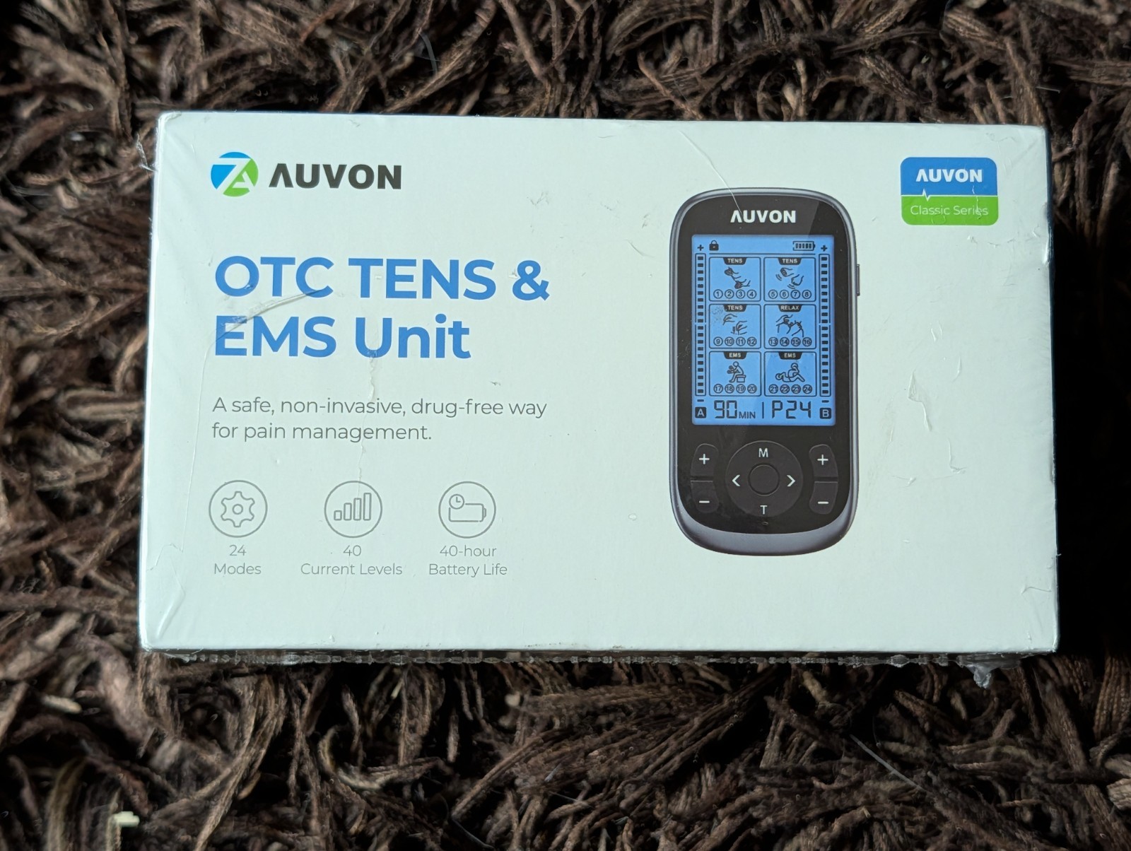 AUVON TENS EMS Unit Muscle Stimulator for Pain Relief – 24 Modes TA2224
