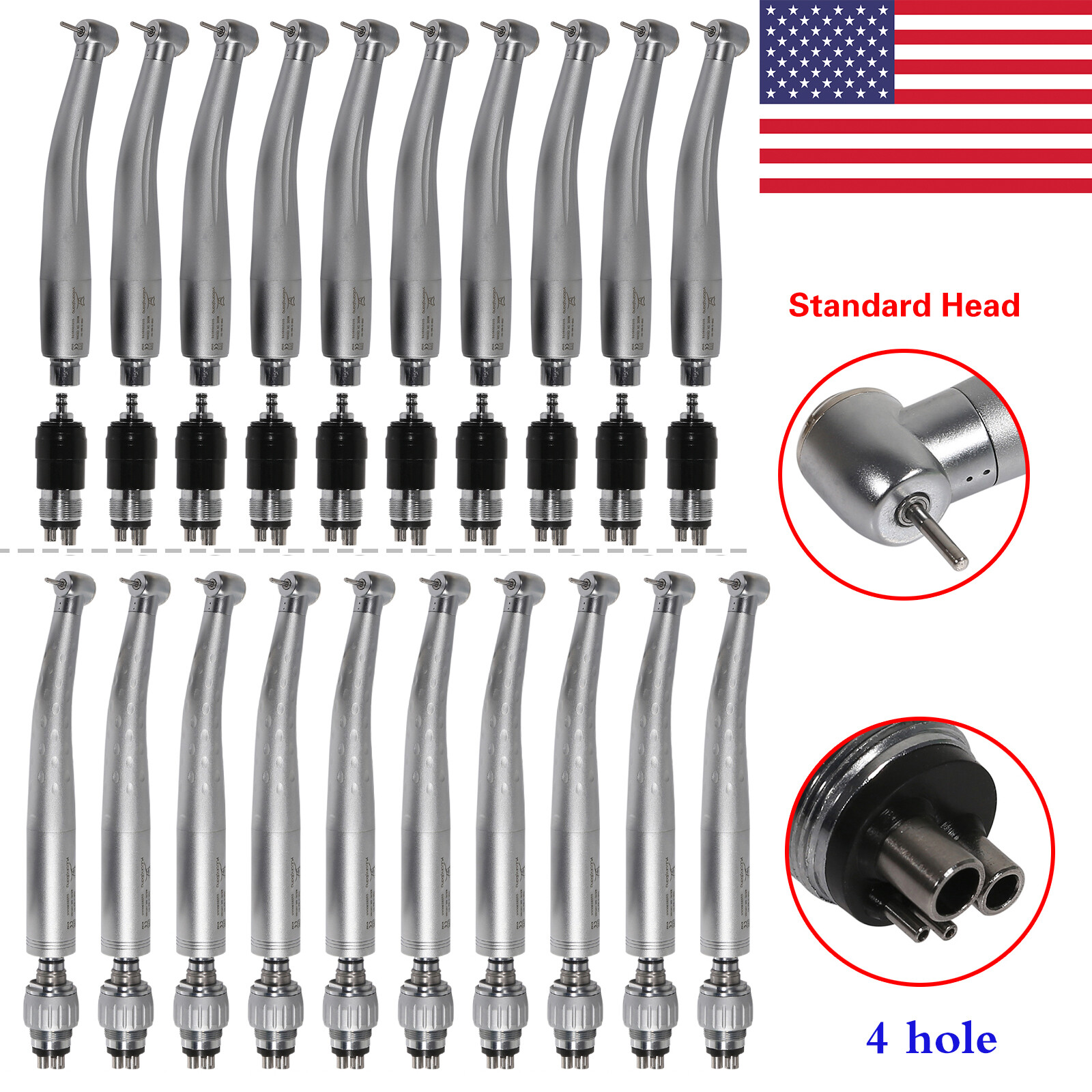 1-10*NSK/KAV Style Dental High Speed Turbine Handpiece Swivel Coupler 4 Holes