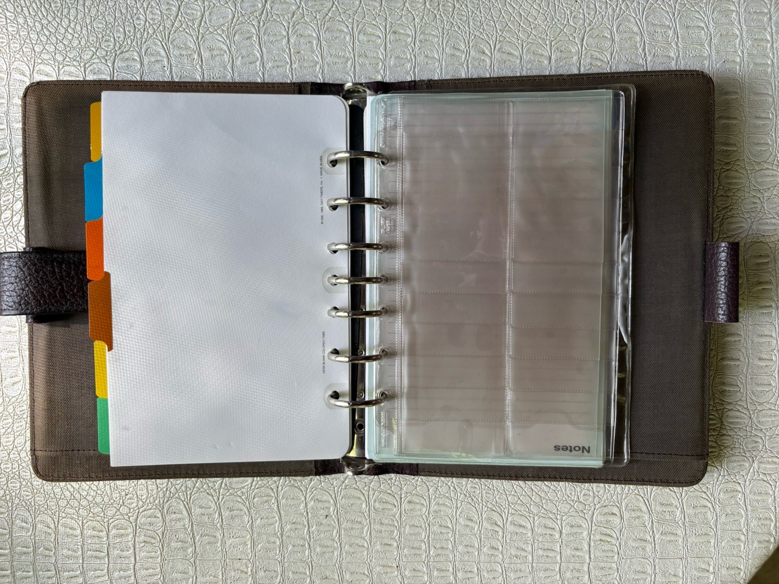 VTG 90s Day-Timer Planner Binder Cover Brown Pebbled Leather 7-Ring Personalized