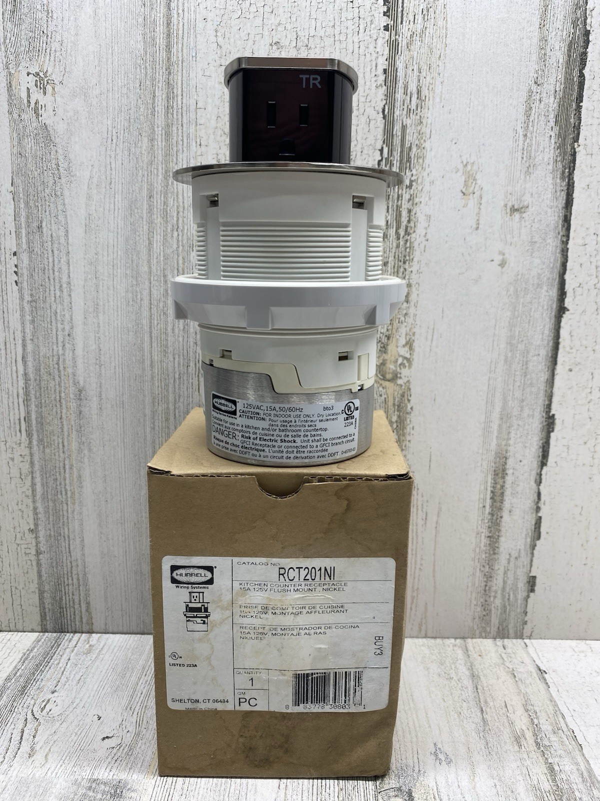 Hubbell Flush Mount Counter Receptacle Nickel Finish 15A 125V RCT201NI