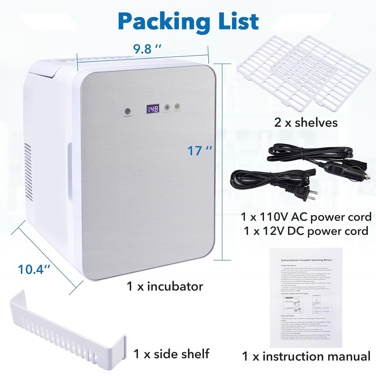 10L Incubator 35-148℉ Bacteria Incubator Thermostatic Cabinet Incubator for Lab