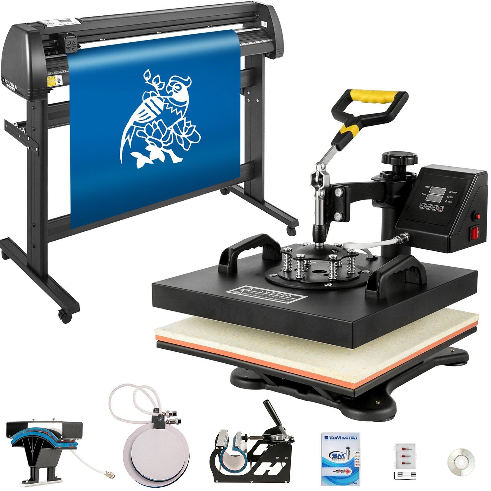 15x15in 5-in-1 heat press & vinyl cutter 53in with USB port & DIY sticker print