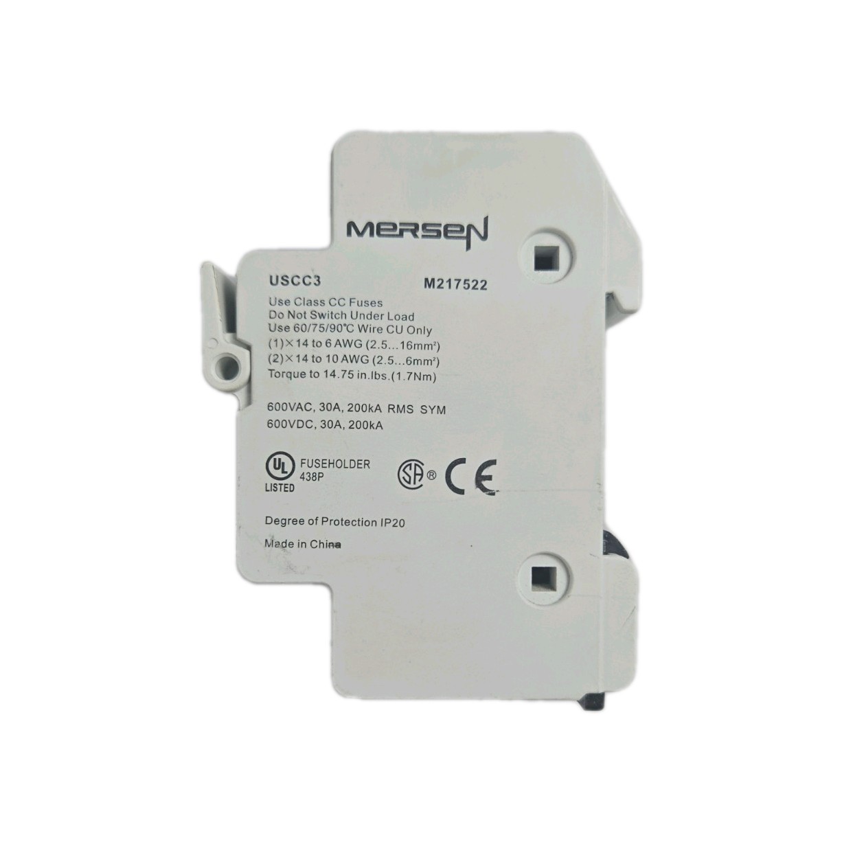 Mersen Ferraz Shawmut USCC3 UltraSafe 3-Pole Fuse Holder 600V 30A – Used Tested