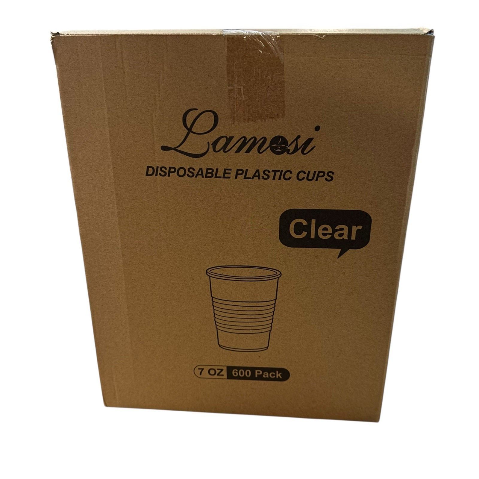 600 Pack 7 OZ Clear Plastic Cups, Disposable Plastic Cups, Lamosi
