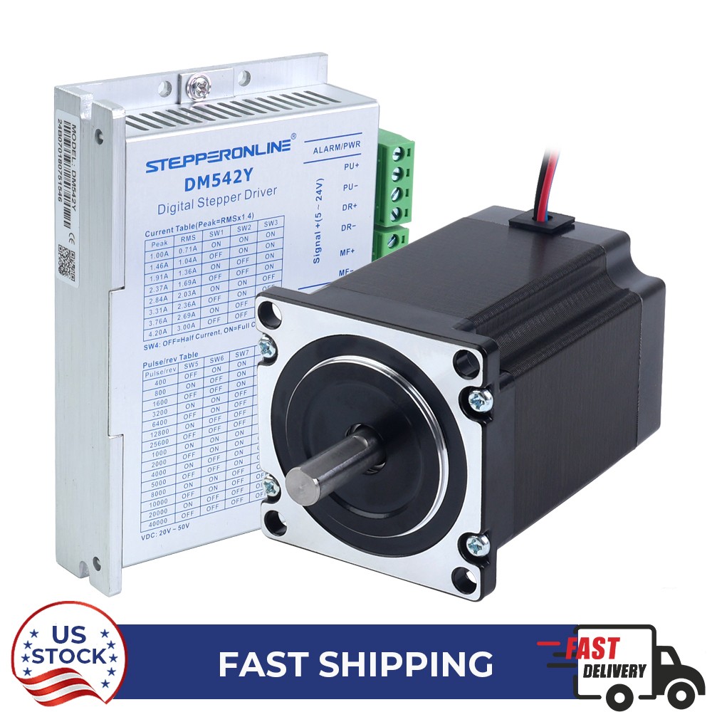 STEPPERONLINE Nema 23 Stepper Motor CNC Kit 1.9Nm(269oz.in) Φ8mm 2.8A W/ Driver