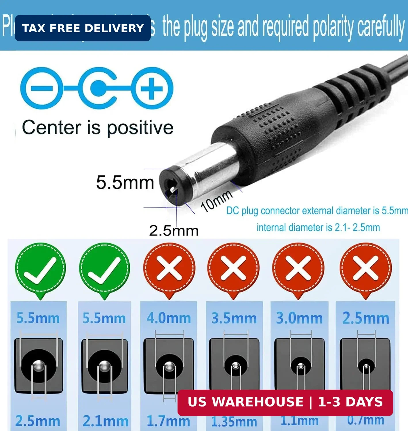 12V 1.5Amp DC Power Supply AC/DC Adapter 100-240 50/60Hz to 12 Volts Power Suppl