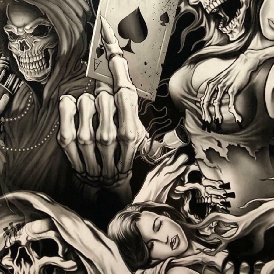 Hydrographic film Ace of Skulls 7′ x 20″ hydro dip dipping