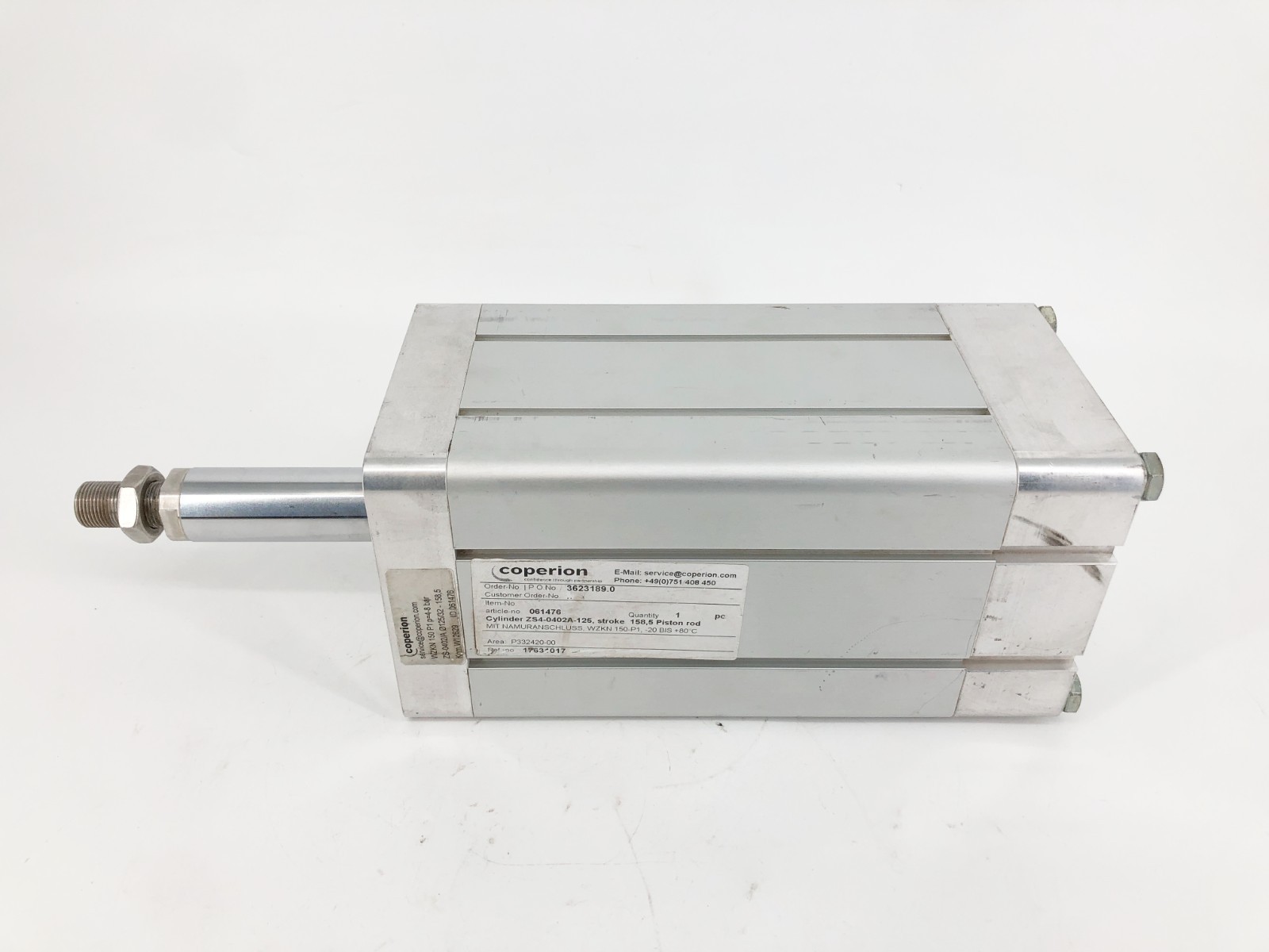 New Coperion ZS-0402A-125 Cylinder ø125/32 – 158.5 WZKN 150 P1 4-8 Bar – No Box