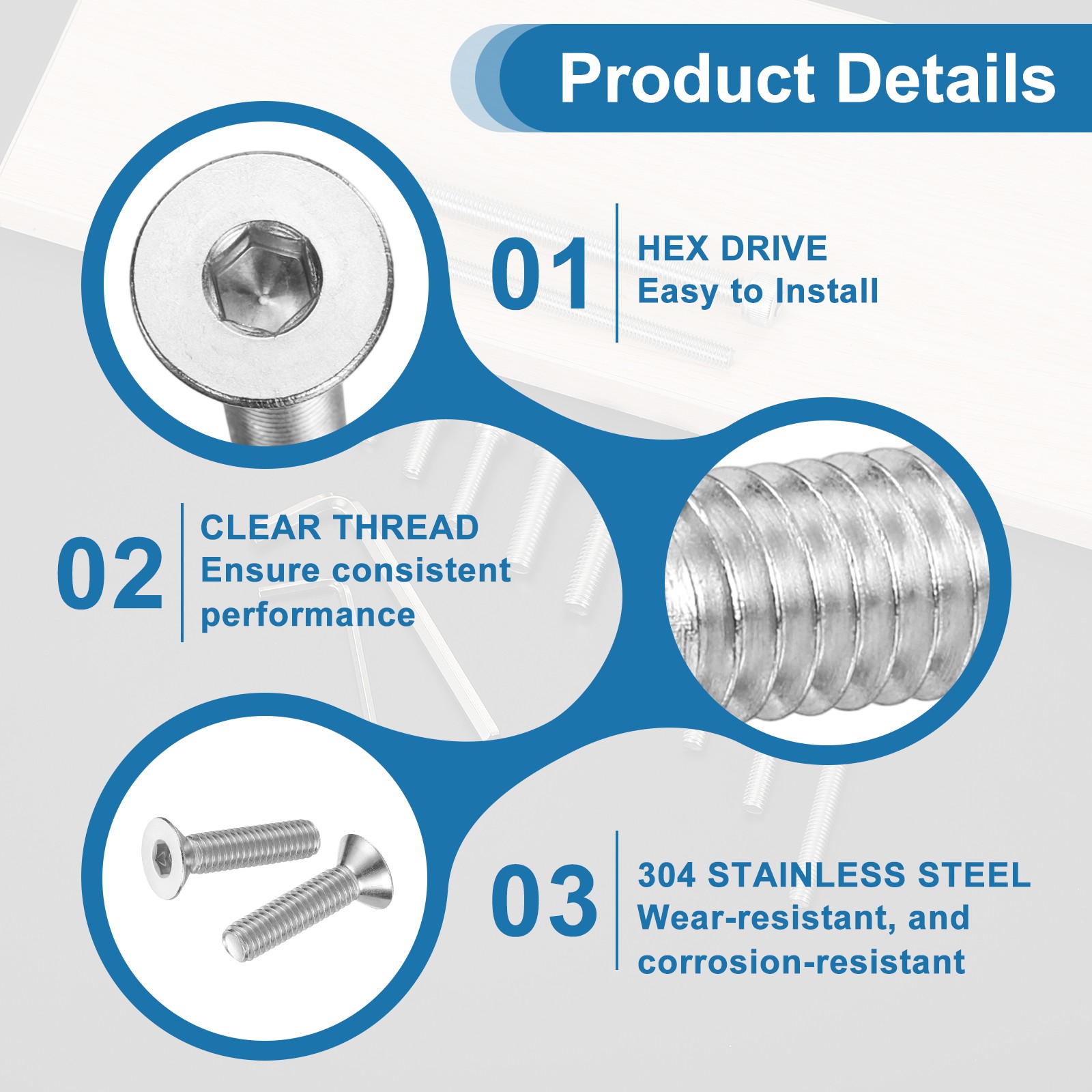20Pcs M6-1x25mm Flat Head Socket Cap Bolts Screws Hex Socket Cap Screws