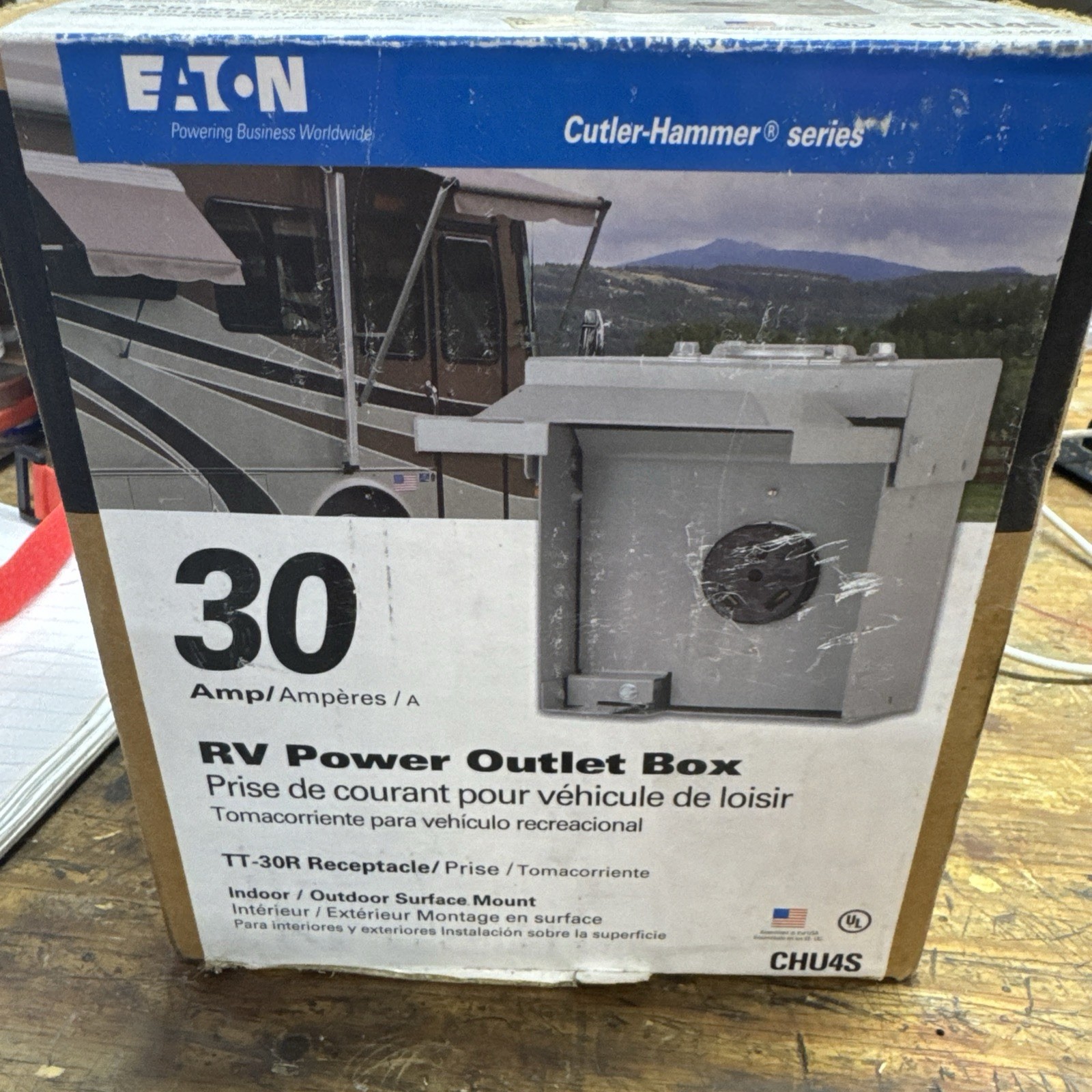 Eaton 30 Amp RV Power Outlet Box TT-30R Receptacle 3 Prong