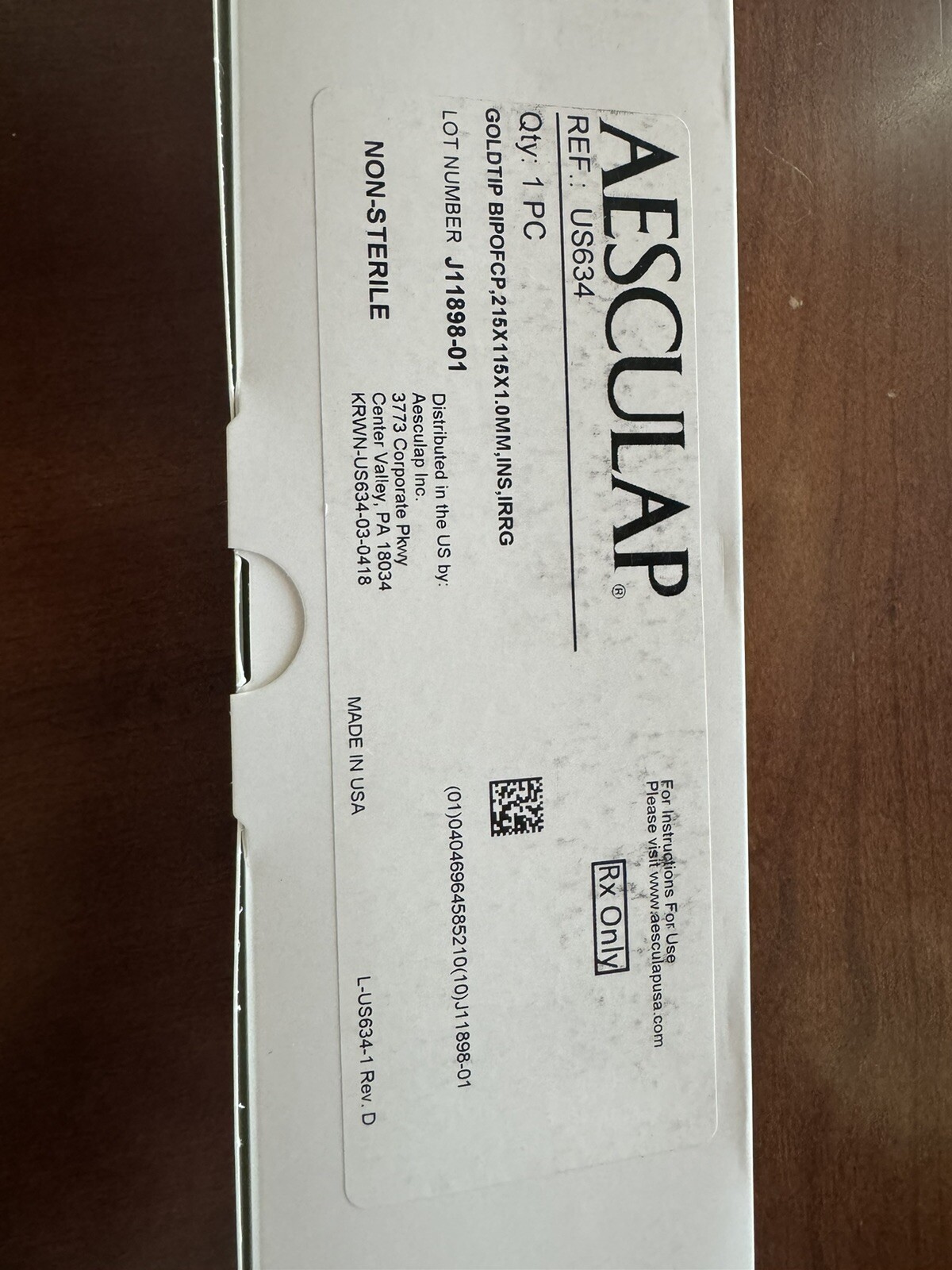 Aesculap Goldtip BiPolar Forcep -215 X 115 X 1.0mm, INS, IRRG – US634