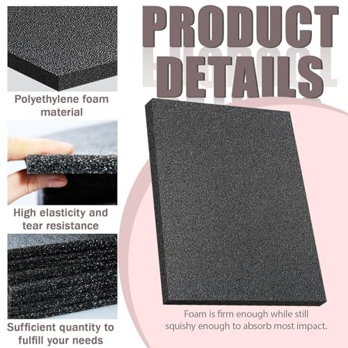 32 Pcs Black Foam Sheets 12″ x 8″ x 0.5″ – Packing, Craft, Moving, Shipping Padd