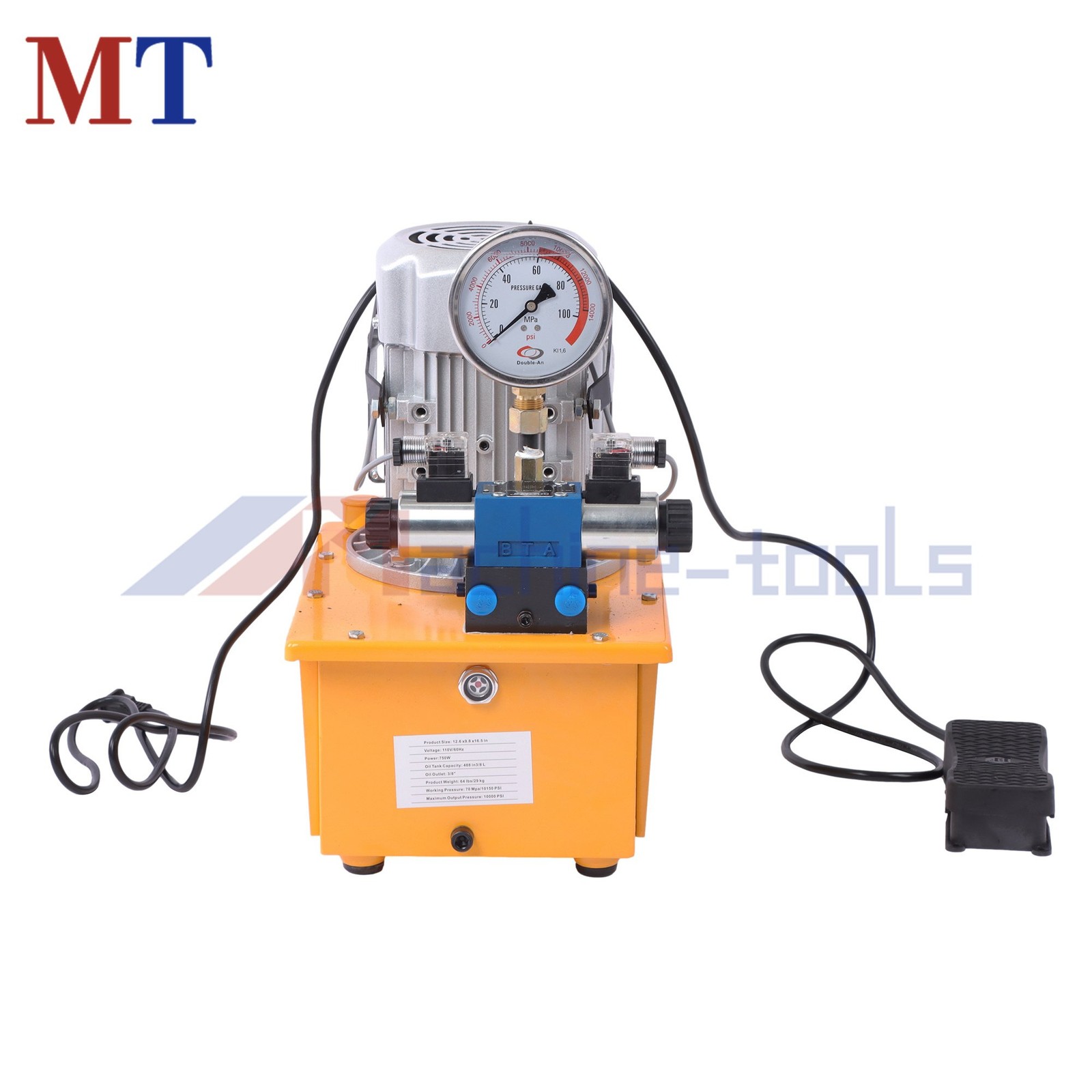 8L Solenoid Hydraulic Pump 10000 PSI Double Acting 0.7L/min
