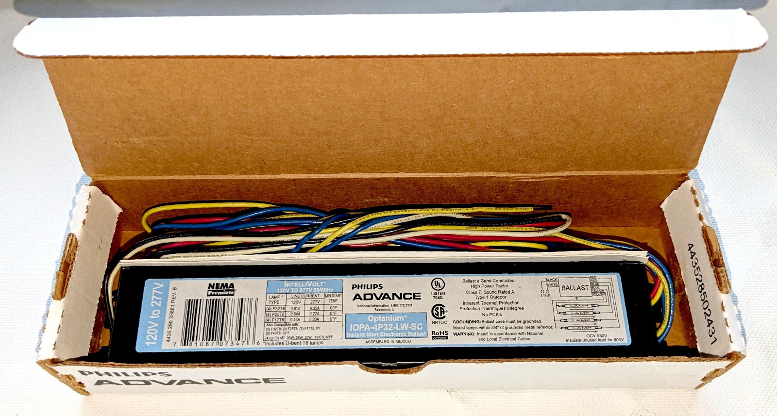 NOS Philips Advance Optanium Ballast IOPA-4P32-LW-SC 120v – 277v 3HCX7 T8