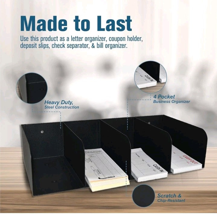 Powder Coated Crinkle Finish Document Organizer – 4 Pockets for Easy Access