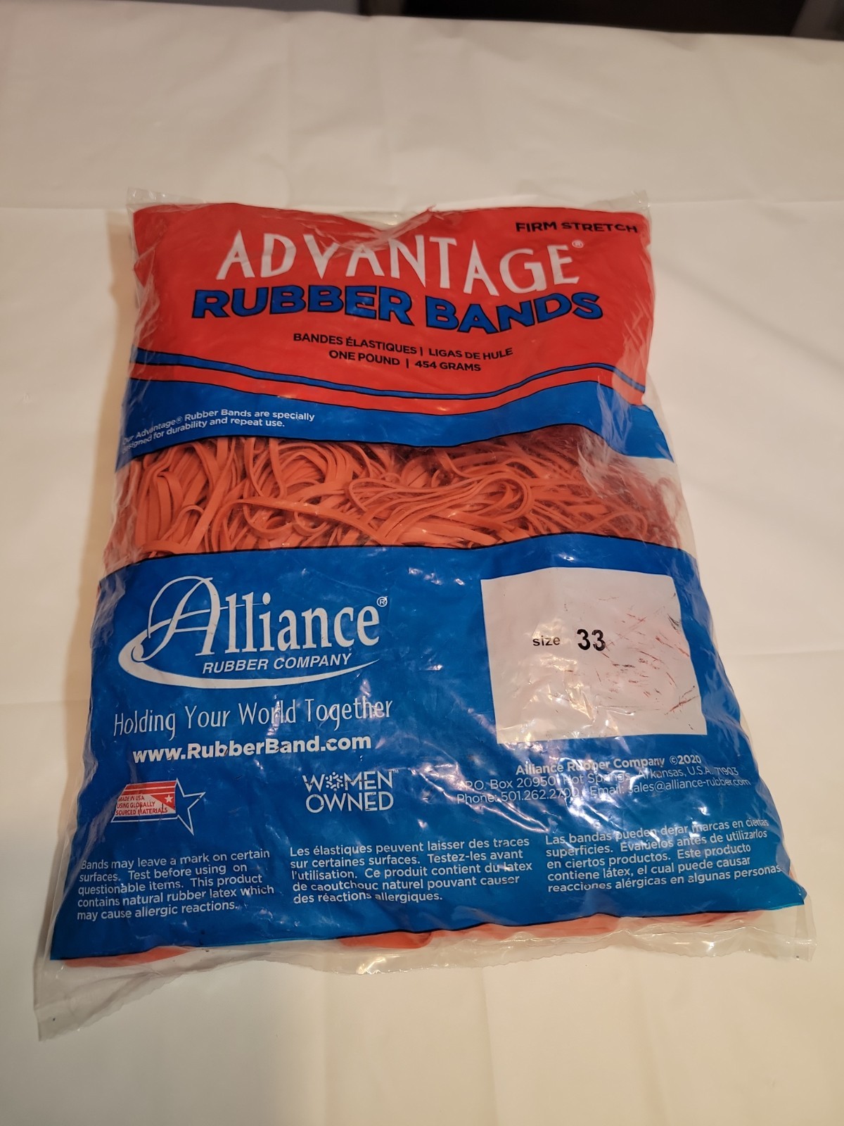 Advantage Rubber Bands Size #33 1 lb Approx 600 Count Elastic