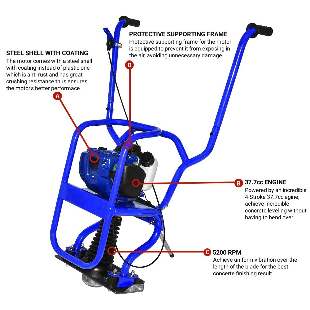 Magic Screed Power Unit 7ft Blade Concrete Wet Screed 1.2HP 4 Stroke Engine GX35