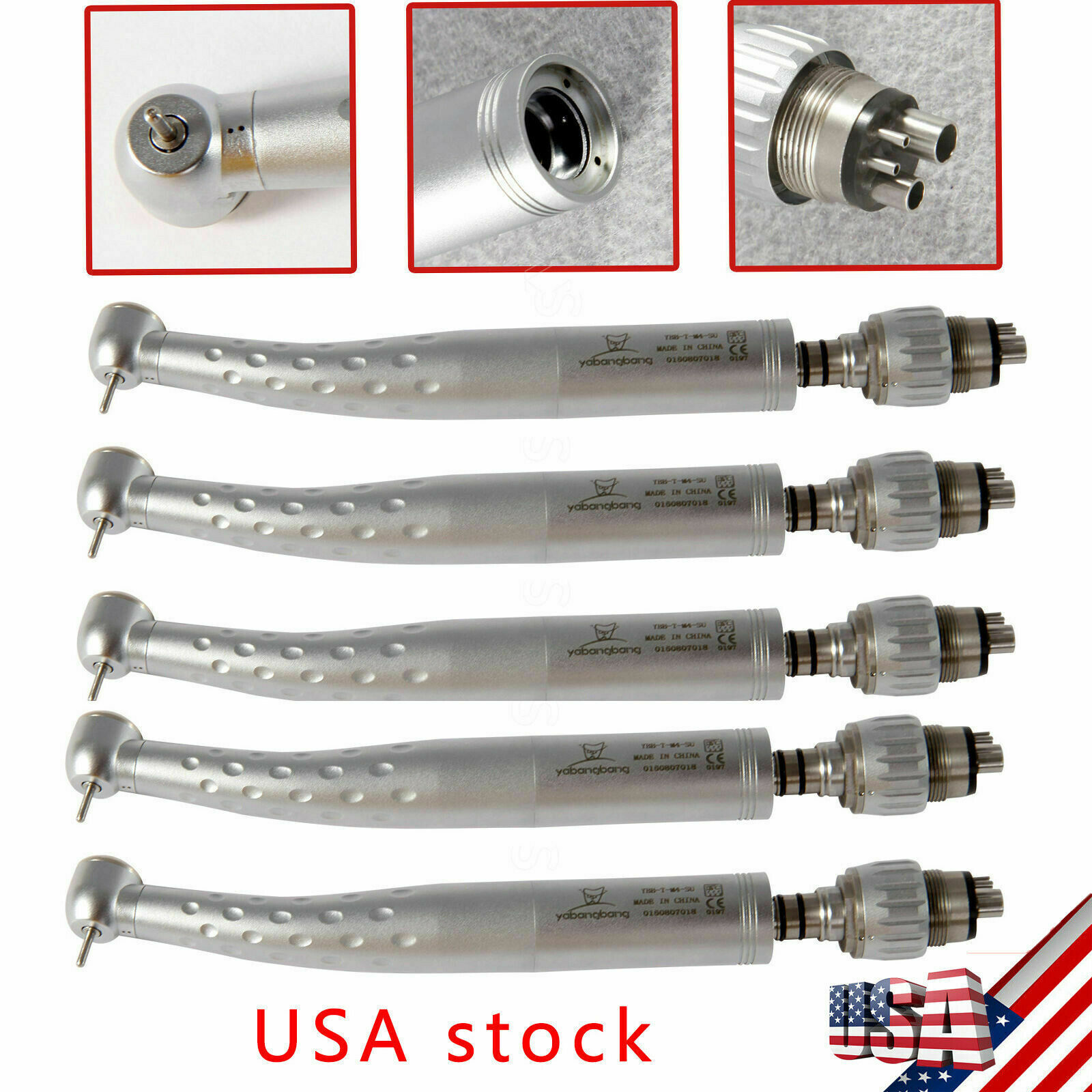 5 Yabangbang Dental High Speed Handpiece Big Turbine with 4 Holes Coupler swivel