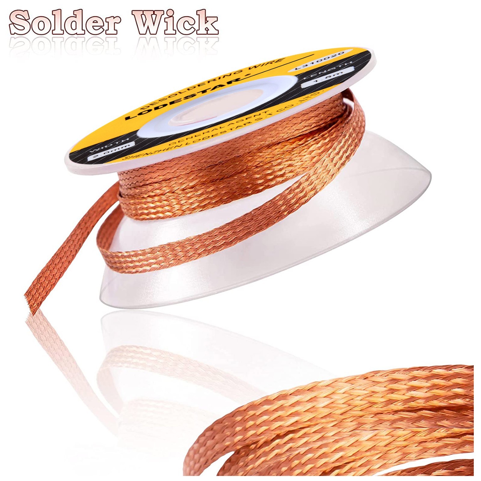 2 Rolls 2mm x 5ft Desoldering Braid Wick Solder Remover w/ No Residue Rosin Flux