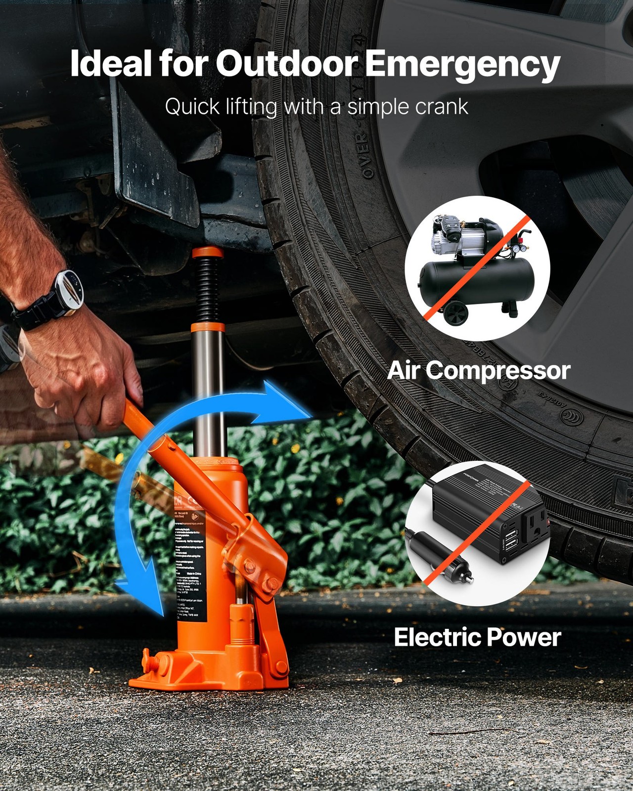 Hydraulic Bottle Jack, 6 Ton (13227.6 lbs) Capacity, 7.7-14.8 Inch Lifting Range