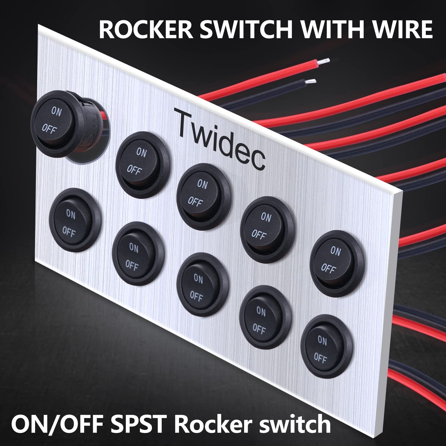 Durable 5Pcs SPST Round Rocker Toggle Switches for Automotive & Marine Use – 10A