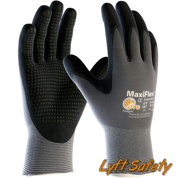 MaxiFlex Endurance Gloves 15G Grey Nylon Black Micro Large Hand Protection Work