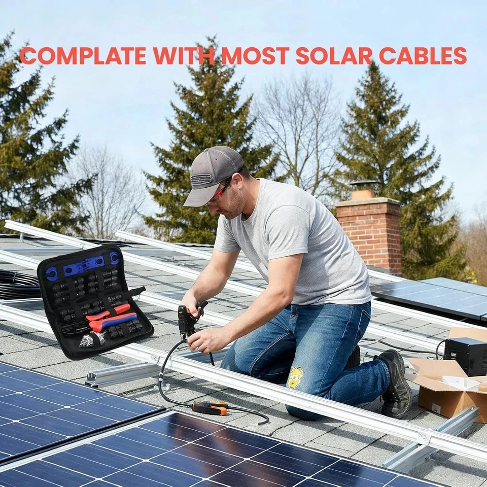 Solar Crimper Tool Kit With 12Pcs MC4 Connectors 2 Solar Connector Spanner Wrenc