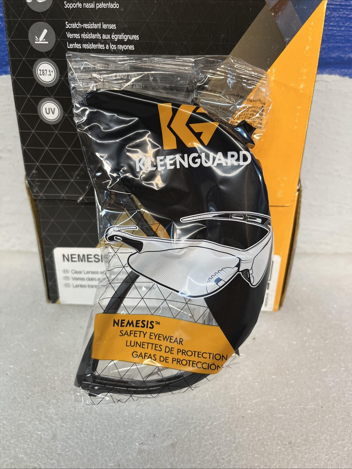 Kleenguard Nemesis 25676 Clear Lens W/ Black Frame Safety Glasses 12 Pack Box