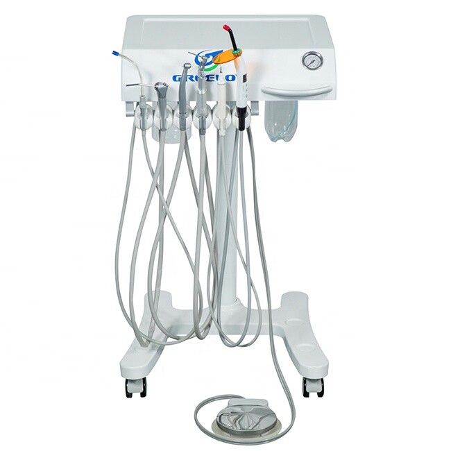 Greeloy Mobile Veterinary Dental Unit Cart + Silent Oil Free Air Compressor 4H