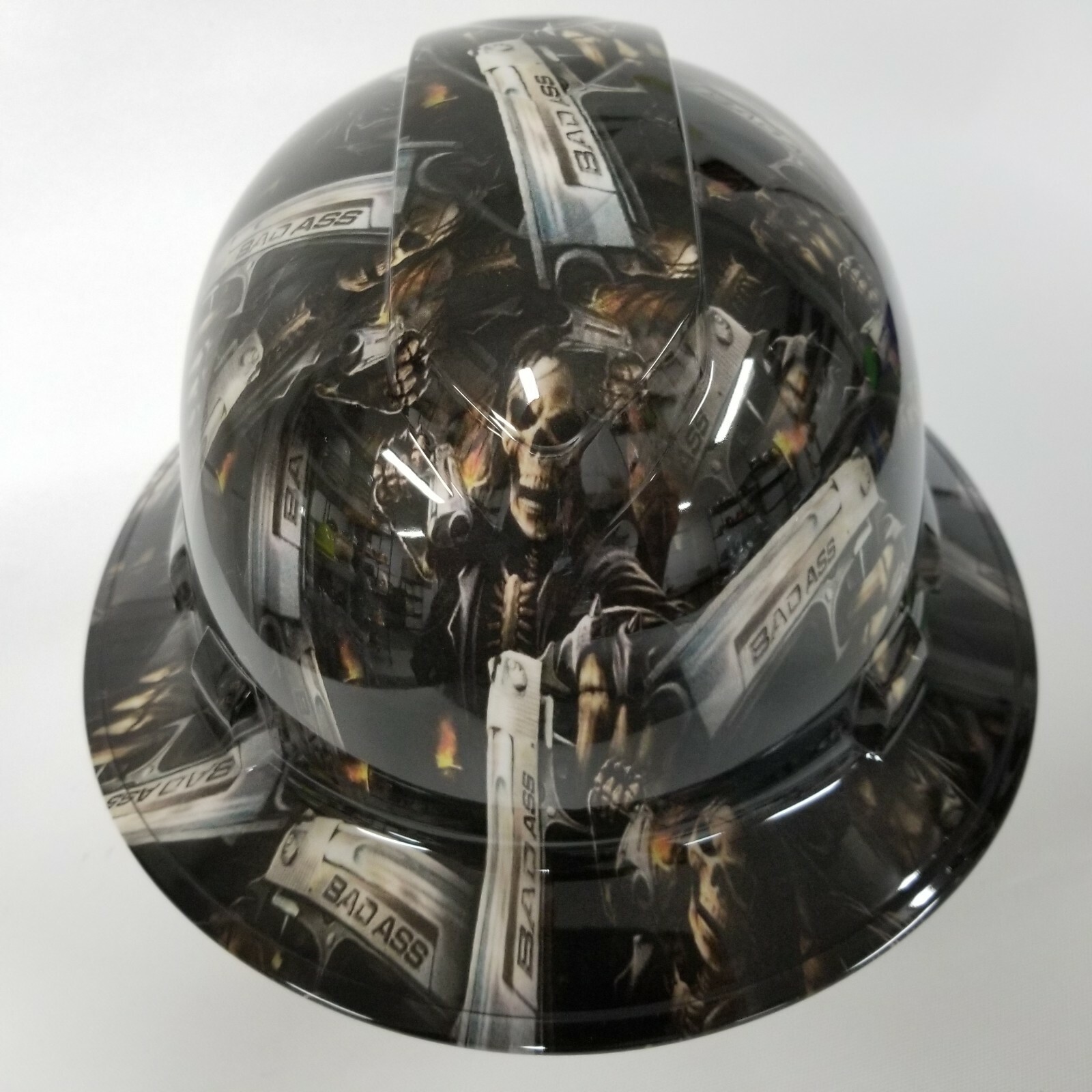 NEW FULL BRIM Hard Hat custom hydro dipped in FULL COLOR BAD ASS SHOOTER REAPER