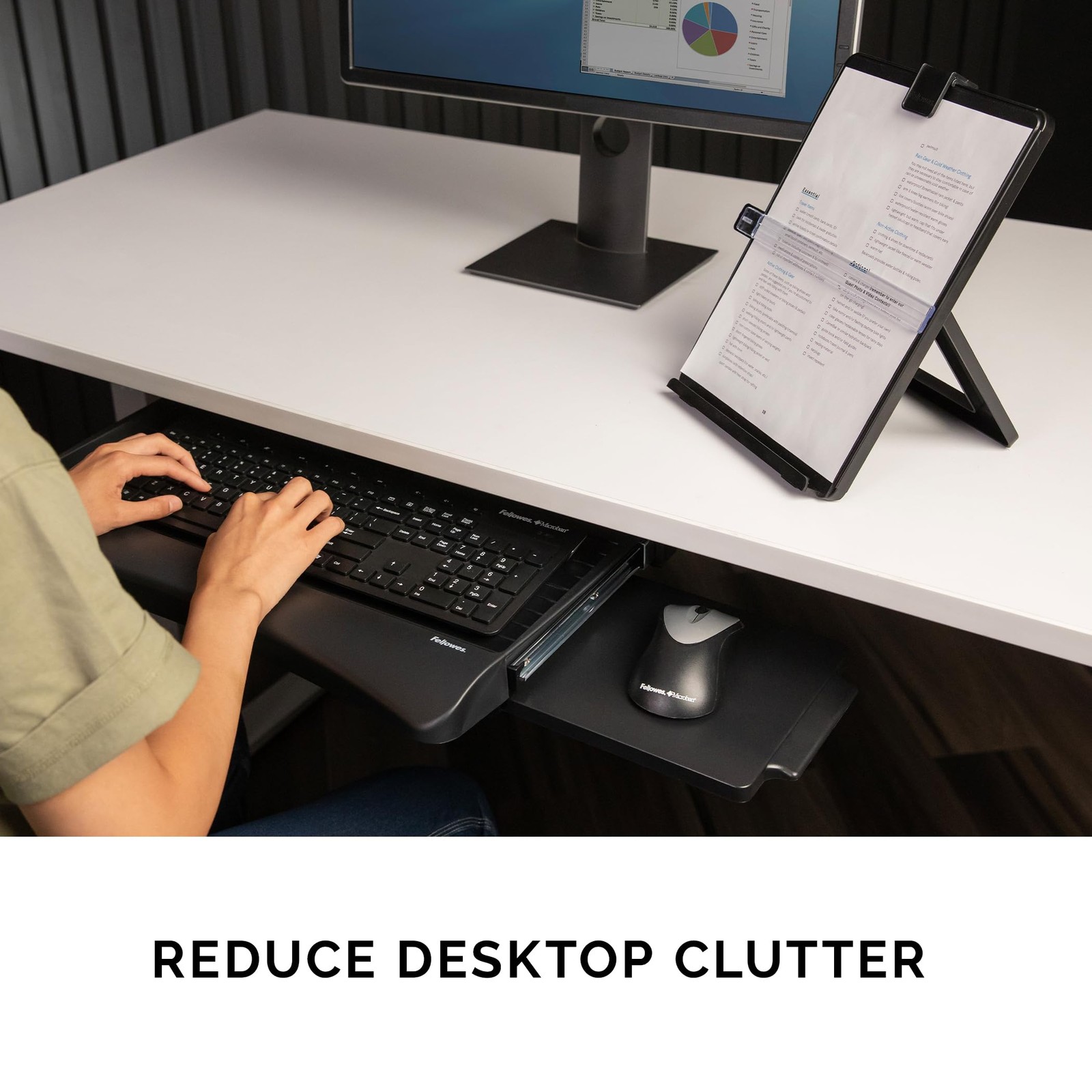 Fellowes Office Suites Underdesk Keyboard 2.3″x29″x11.6″, Black/Silver